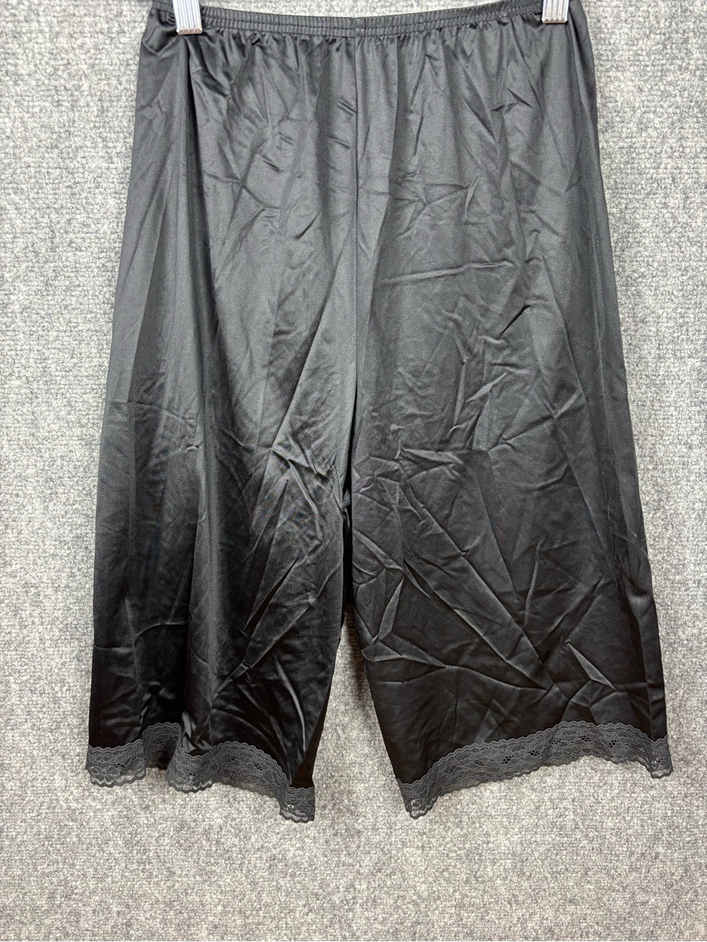 Vanity Fair Black Lace-Hem Nylon Slip Shorts